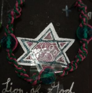 Braided twine and glass bracelet